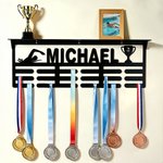 Personalized Sports Pattern Medal Display Stand with Name Sports Memorabilia Wall Decor Game Day Gift for Sport Lover Athlete Teenager