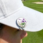 Personalizzato fiore di nascita Golf Club marcatore di palline da golf con clip magnetica per cappello e nome Compleanno Giorno di gioco Regalo per gli amanti del golf