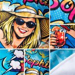 Personalised Pop Art Graffiti Soft Oversized Quick Dry Beach Towel with Name and Photo Summer Holiday Birthday Beach Party Gift for Young Men Women