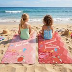 Personalisierte Multicolor Ozean Tiere weichen schnell trocknenden Strand Handtuch mit Namen Strand Party Geburtstagsgeschenk für Ocean Lover