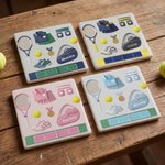 Personalized Tennis Racket Sport Equipment 11 oz 15 oz Ceramic Mug with Name and Coaster Daily Use Tennis Game Day Gift for Tennis Players Lovers