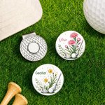 Personalizzato fiore di nascita Golf Club marcatore di palline da golf con clip magnetica per cappello e nome Compleanno Giorno di gioco Regalo per gli amanti del golf