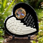 Personalisierte Angel Wing Heart Memorial Foto Garten Stein mit Namen Garten Dekoration Memorial Geschenk für den Verlust eines geliebten Menschen Tierhalter
