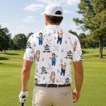 Personalized Golf Theme Face Photo Breathable Polo Shirt with Nickname Golf Club Birthday Father's Day Gift for Golf Players Fathers