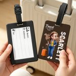 Gepersonaliseerde Cartoonfiguur Bagagelabel met Naam Perfect als Reisaccessoire en Verjaardagscadeau voor Familie en Reisliefhebbers