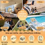 Serviette de plage super absorbante personnalisée avec nom et personnage - Cadeau d'anniversaire vacances d'été pour les femmes