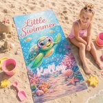 Personalisierte Cartoon Meeresschildkröte Meerestiere schnell trocknen überdimensioniert Strand Handtuch mit Namen Strand Party Sommer Urlaub Geschenk für Kinder