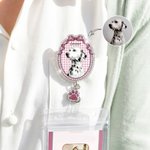 Personalisierte Hand-Painted Pet Foto einziehbare ID-Karte Badge Reel mit Namen und Glitter Pfote Charme Geburtstagsgeschenk für Tierliebhaber Lehrer Krankenschwester