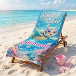 Personalisierte Cartoon Meeresschildkröte Meerestiere schnell trocknen überdimensioniert Strand Handtuch mit Namen Strand Party Sommer Urlaub Geschenk für Kinder