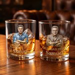 Personalized Old-Fashioned Dad Photo 10 oz Rock Whiskey Glass with Name and Text Father's Day Birthday Gift for Dad Grandad
