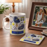 Personalized Tennis Racket Sport Equipment 11 oz 15 oz Ceramic Mug with Name and Coaster Daily Use Tennis Game Day Gift for Tennis Players Lovers