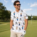 Personalized Golf Theme Face Photo Breathable Polo Shirt with Nickname Golf Club Birthday Father's Day Gift for Golf Players Fathers