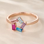 Gepersonaliseerde 1-6 Baguette Familie Geboortestenen Reünie Cirkel Ring Moederdag Verjaardagscadeau voor Mama Oma
