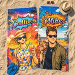 Personalised Pop Art Graffiti Soft Oversized Quick Dry Beach Towel with Name and Photo Summer Holiday Birthday Beach Party Gift for Young Men Women