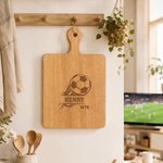 Personalized Soccer Name Number Reversible Cheese Charcuterie Cutting Board with Grip Housewarming Birthday Gift for Soccer Player
