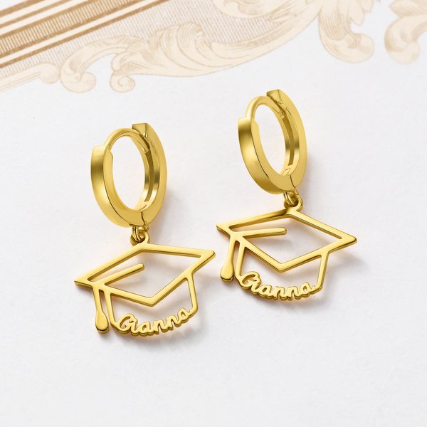 Personalized Graduation Cap Name Earrings Dainty Jewelry Birthday Graduation Ceremony Gift for Graduates