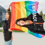 Personalized Multicolour LGBTQ Rainbow Flag with Photo and Text Party Decor Pride Month Pride Parade Community Gift for Couple LGBTQ Pride