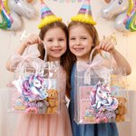Personalizzato fantasia Unicorno Borsa regalo trasparente con fiocco nastro e testo uso quotidiano festa di compleanno regalo per bambino ragazza figlia