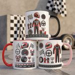 Tazza da caffè in ceramica personalizzata a tema corsa con nome Uso quotidiano Regalo per il giorno del compleanno per uomini, ragazzi e amanti delle corse