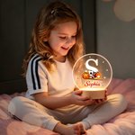 Personalized Sports Patterns Acrylic Night Light with Initial Name and Wooden Base Desk Decor Birthday Gift for Sports Lovers Kids