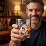 Personalisierte Linie Haustier Foto 10 oz Old Fashioned Rock Whiskey Glas mit eingraviertem Namen täglichen Gebrauch Geburtstagsgeschenk für Tierbesitzer Whiskey-Liebhaber
