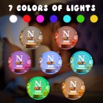 Personalized Sports Patterns Acrylic Night Light with Initial Name and Wooden Base Desk Decor Birthday Gift for Sports Lovers Kids