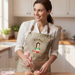 Personalisierte Kochschürze mit Cartoon-Figur und Kuchenmotiv | mit Zitat und Namen | Backschürze | Geschenk für Backliebhaberinnen Mama und Oma