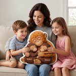 Personalized Mommy Monkey Hugging 1-6 Baby Monkeys Soft Throw Pillow with Names Home Decor Birthday Gift for Mom Grandma