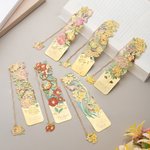 Personalisiertes Cloisonné Lesezeichen mit Geburtsblumen und Schmetterlingen | mit Gravur | Anhänger-Kette | Geburtstag Geschenk für Frauen Leseratten