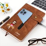 Planificador A5 personalizado de cuero PU con nombre bolsillo de almacenamiento y personaje de dibujos animados regalo de cumpleaños para oficinistas