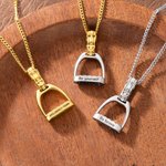 Personalised Equestrian Stirrup Hidden Signet Necklace with Engraved Name and Text Minimalist Jewellery Anniversary Birthday Gift for Horse Lovers