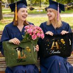 Personalized Graduation Cap Initial Large Capacity Corduroy Tote Bag with Name and Year Graduation Gift for Graduates