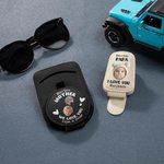 Personalizado Multicolor Kid Face Foto PU Cuero Magnético Coche Sunglass Holder Clip con Nombre Uso Diario Cumpleaños Regalo para Padres Abuelos Conductores