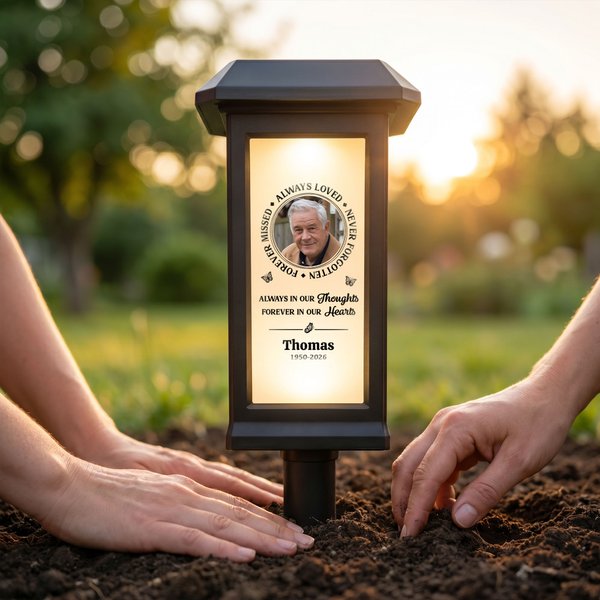 Personalisierte immer geliebt Schmetterling Foto Solar Garten Licht mit Namen und Jahr Garten Dekor Gedenkstätte Sympathie Geschenk für Familie Freund