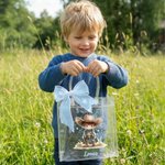 Personalised Cartoon Cowboy Cowgirl Clear Tote Bag with Bow Ribbon and Name Outdoor Activities Essential Birthday Gift for Boys Girls