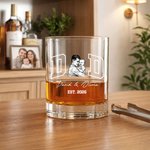 Personalised Vintage Black and White Photo 10 oz Rock Whiskey Glass with Text and Year Father's Day Birthday Gift for Dad Mom