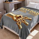 Coperta personalizzata Best Dad Ever Fist Bump Soft Throw Blanket con nomi e titoli Home Decor Regalo per la festa del papà per il nonno