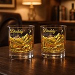 Personalisierte Wolf Daddy 10 oz Old Fashioned Whiskey Glas mit Namen Vatertag Geschenk für Vater Großvater