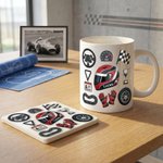 Tazza da caffè in ceramica personalizzata a tema corsa con nome Uso quotidiano Regalo per il giorno del compleanno per uomini, ragazzi e amanti delle corse