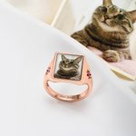 Personalized Birthstones Heat-Activated Hidden Photo Sterling Silver Ring with Text Memorable Jewelry Birthday Anniversary Gift for Couple Mother