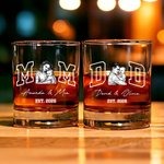 Personalised Vintage Black and White Photo 10 oz Rock Whiskey Glass with Text and Year Father's Day Birthday Gift for Dad Mom