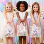 Personalizzato fantasia Unicorno Borsa regalo trasparente con fiocco nastro e testo uso quotidiano festa di compleanno regalo per bambino ragazza figlia