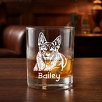 Personalisierte Linie Haustier Foto 10 oz Old Fashioned Rock Whiskey Glas mit eingraviertem Namen täglichen Gebrauch Geburtstagsgeschenk für Tierbesitzer Whiskey-Liebhaber