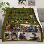 Personalised Hooked On Being Papa Fishing Soft Throw Blanket with 2-6 Photos Home Decor Grandparents' Day Father's Day Gift for Dad Grandpa
