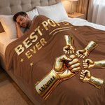 Coperta personalizzata Best Dad Ever Fist Bump Soft Throw Blanket con nomi e titoli Home Decor Regalo per la festa del papà per il nonno
