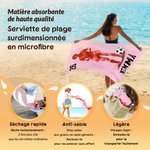 Serviette de plage multicolore personnalisée avec nom numéro et silhouette de personnage - Cadeau d'usage quotidien pour les amateurs de football