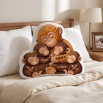Personalized Mommy Monkey Hugging 1-6 Baby Monkeys Soft Throw Pillow with Names Home Decor Birthday Gift for Mom Grandma
