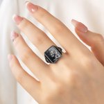 Personalized Birthstones Heat-Activated Hidden Photo Sterling Silver Ring with Text Memorable Jewelry Birthday Anniversary Gift for Couple Mother