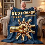 Coperta personalizzata Best Dad Ever Fist Bump Soft Throw Blanket con nomi e titoli Home Decor Regalo per la festa del papà per il nonno