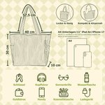 Personalisierte Cord Tragetasche mit Geburtsblumen und Namen | Großes Fassungsvermögen | Shopper | Tote Bag | Geburtstag Muttertag Geschenk für Frauen